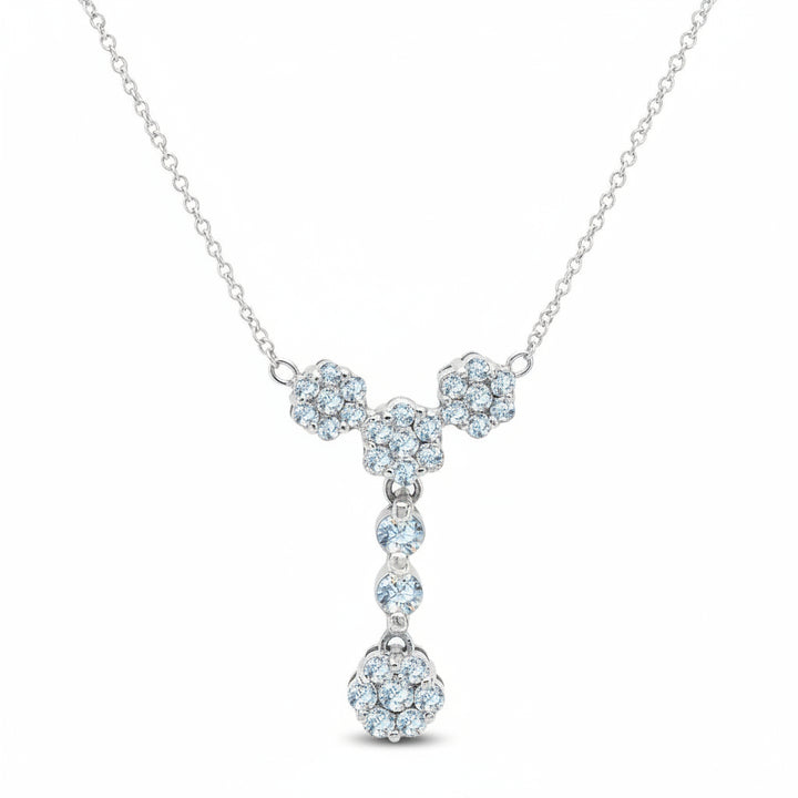 14K White Gold Flower Necklace