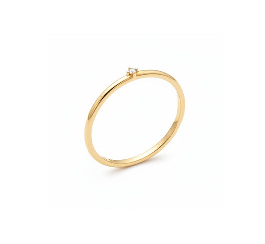 18K Yellow Gold Solitaire Cubic Zirconia Ring