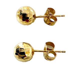 Yellow Gold Ball Shape Stud Earrings. 14k