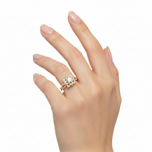 14K Yellow Gold Flower Diamond Accent Ring