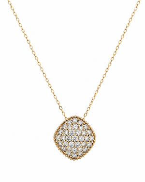 18K Yellow Gold Pavé Diamond Dome Pendant Necklace