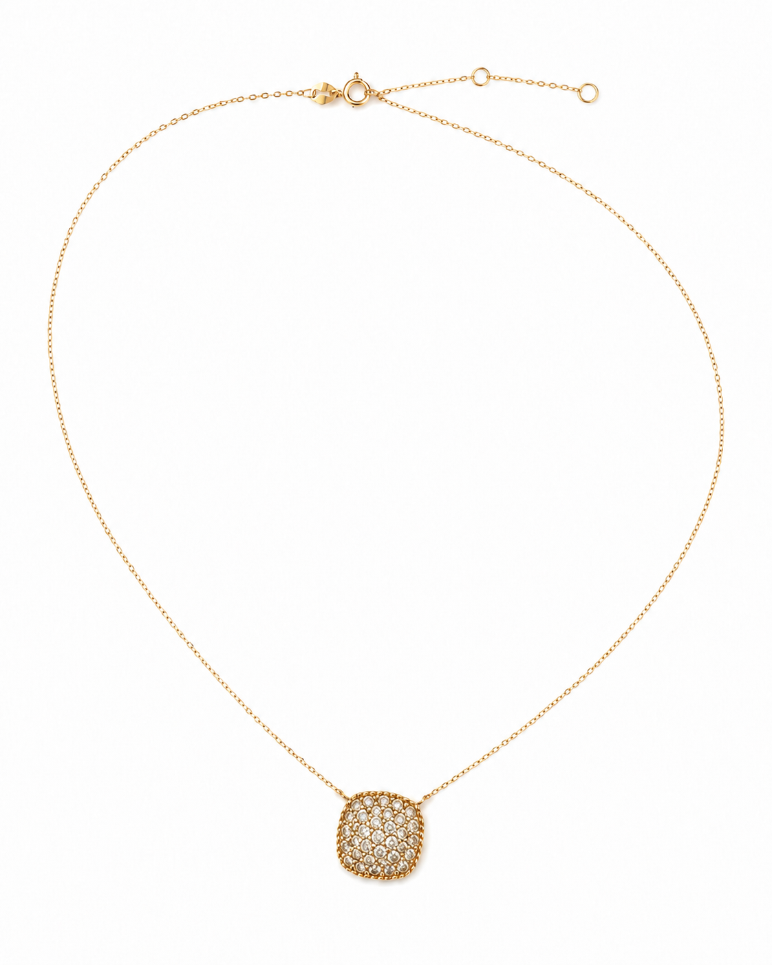 18K Yellow Gold Pavé Diamond Dome Pendant Necklace