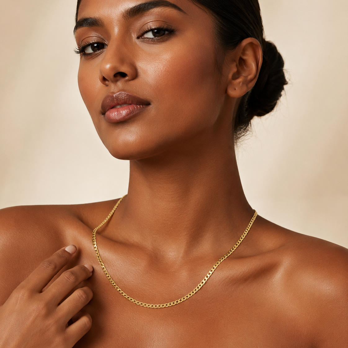 925 Sterling Silver Gold Plated Super Flat Curb Chain