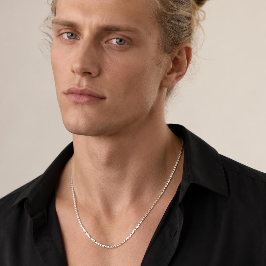 925 Sterling Silver Diamond-Cut Six-Sided Valentino Chain