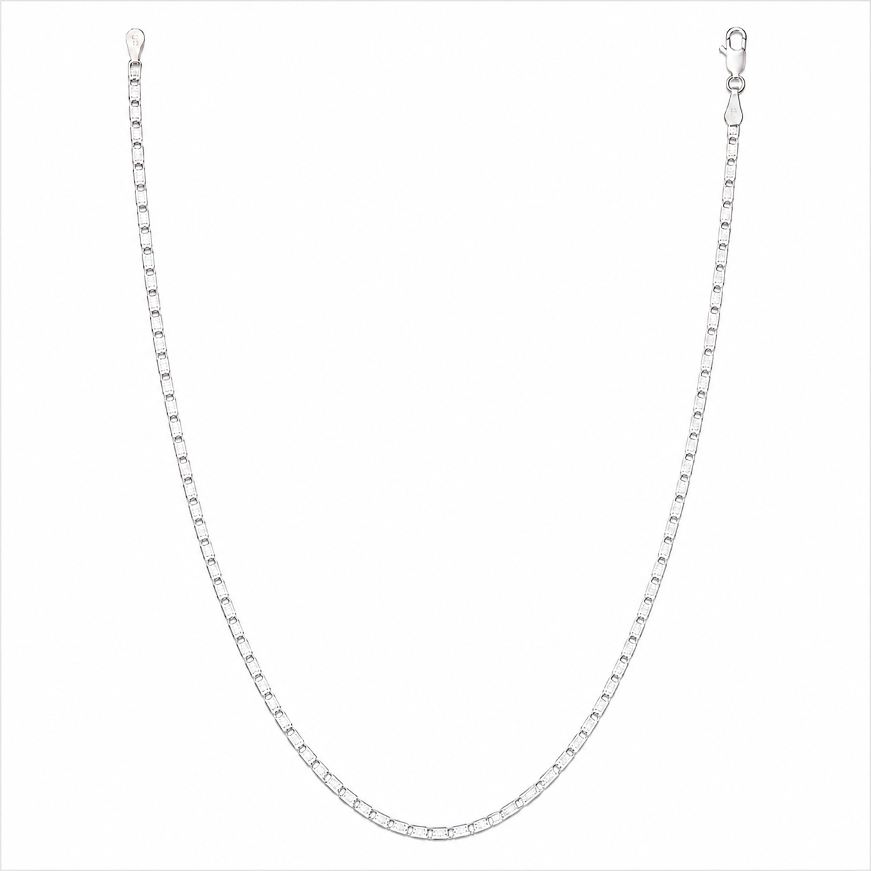 925 Sterling Silver Diamond-Cut Six-Sided Valentino Chain