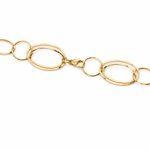 14K Yellow Gold Double Oval & Small Oval Link Necklace