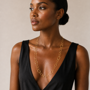 14K Yellow Gold Double Oval & Small Oval Link Necklace
