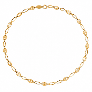 18K Gold Diamond-Cut Oval Cable Link Necklace