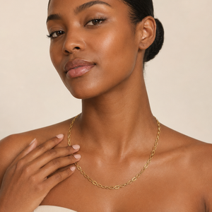 18K Gold Diamond-Cut Oval Cable Link Necklace