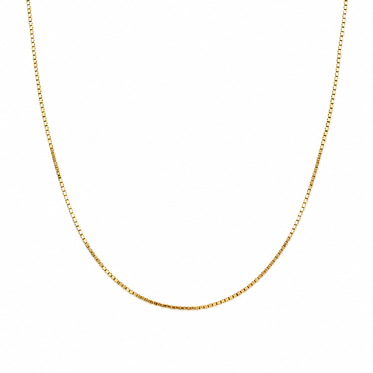 18K Yellow Gold Box Chain Necklace 0.85mm