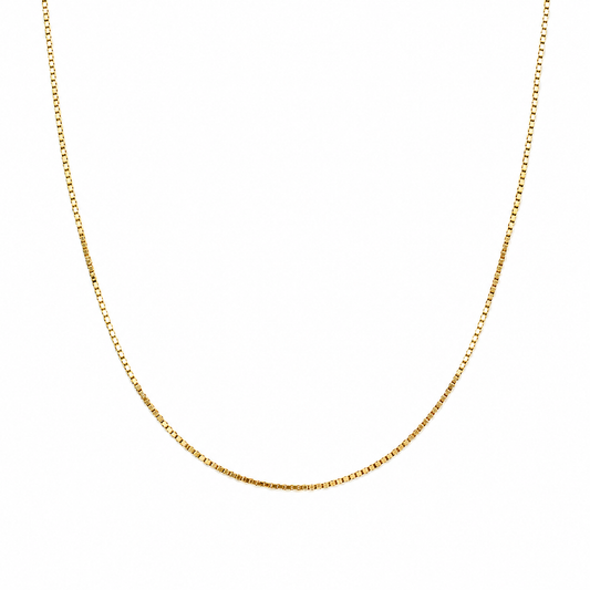 18K Yellow Gold Box Chain Necklace 0.85mm
