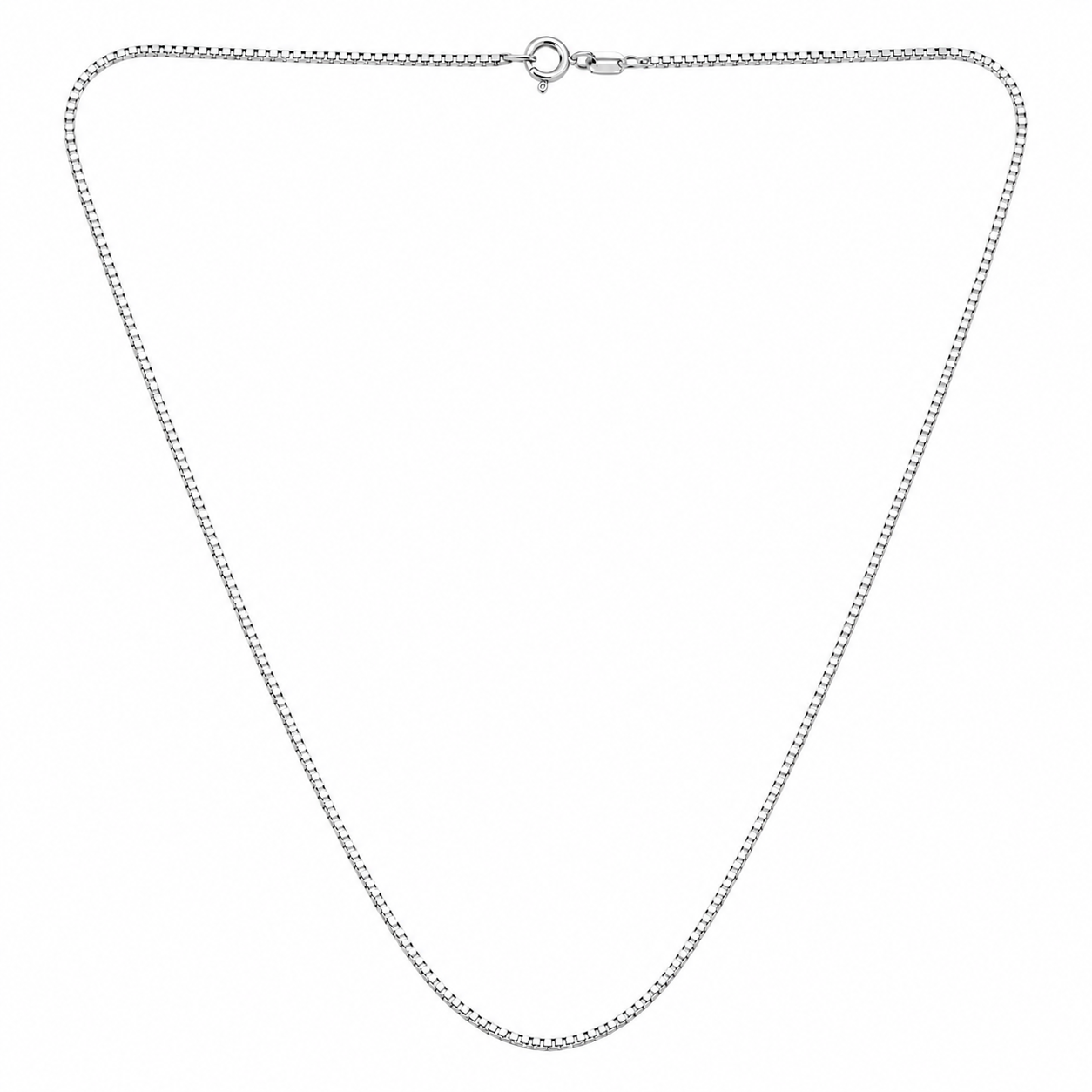 18K White Gold Box Chain Necklace