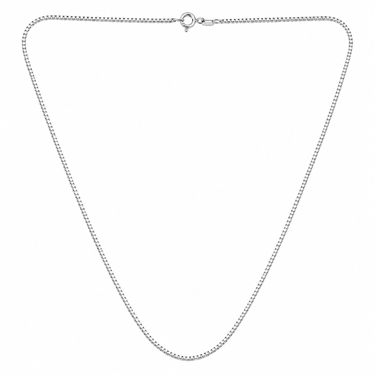 18K White Gold Box Chain Necklace