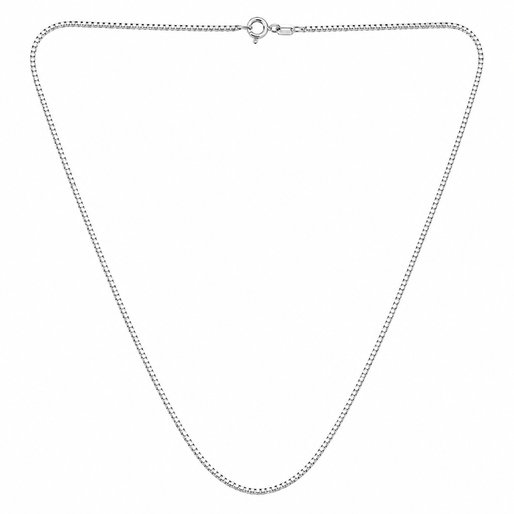 18K White Gold Box Chain Necklace