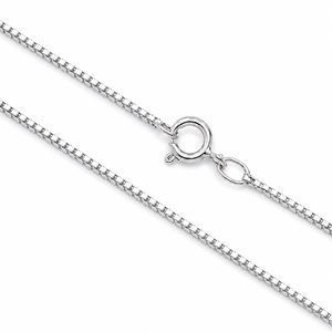 18K White Gold Box Chain Necklace
