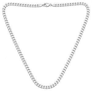 14K White Gold Flat Curb Chain Necklace