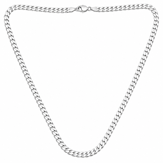 14K White Gold Flat Curb Chain Necklace