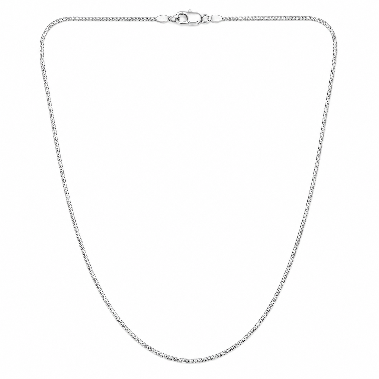 14K White Gold Wheat Chain Necklace