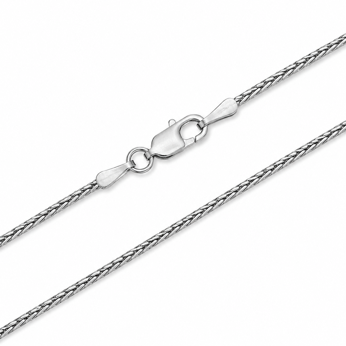 14K White Gold Wheat Chain Necklace