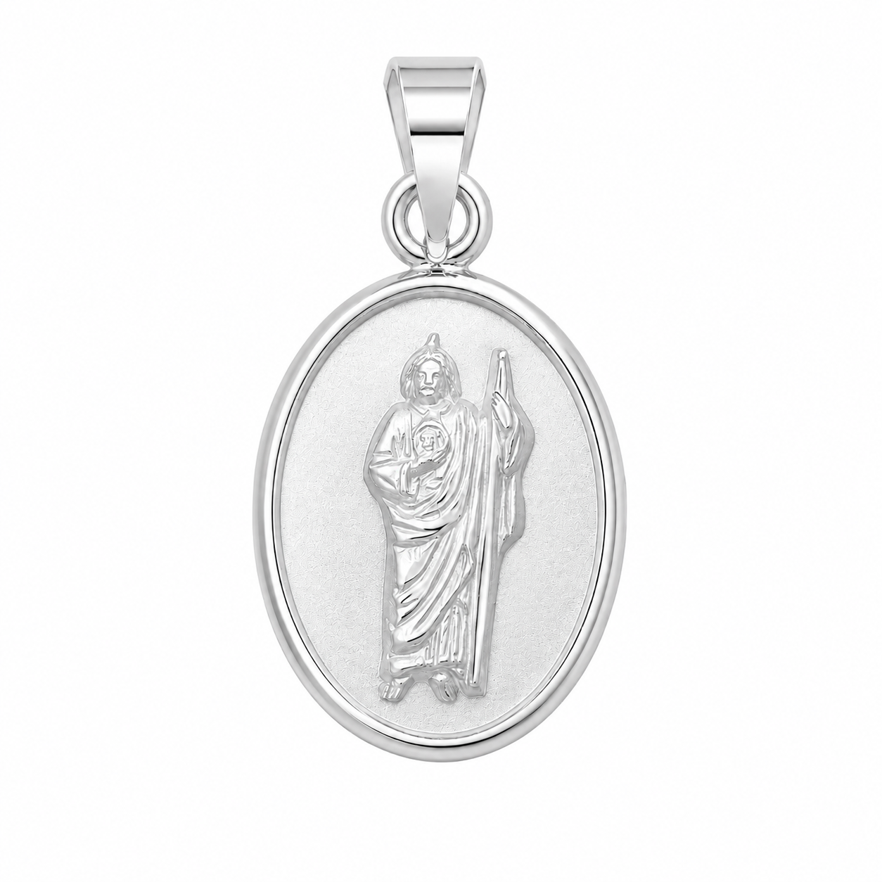 925 Sterling Silver High Polished St. Jude Medallion Pendant