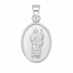925 Sterling Silver High Polished St. Jude Medallion Pendant