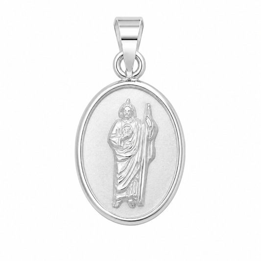 925 Sterling Silver High Polished St. Jude Medallion Pendant