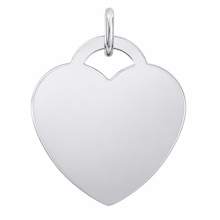 925 Sterling Silver High Polish Engravable Heart Pendant with Bail