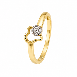 10K Yellow Gold Open Heart Diamond Ring