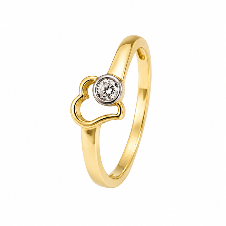 10K Yellow Gold Open Heart Diamond Ring