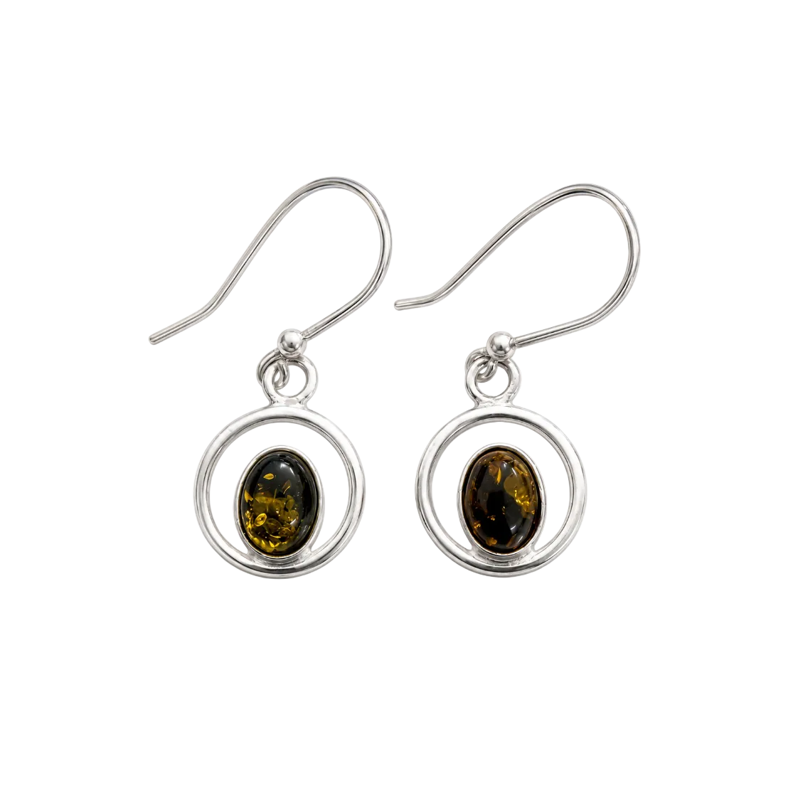 925 Sterling Silver Amber Dangle Earrings
