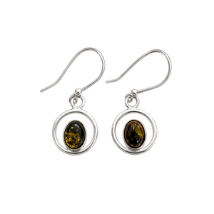 925 Sterling Silver Amber Dangle Earrings