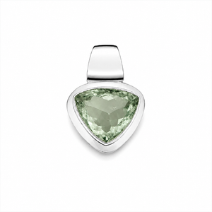 925 Sterling Silver Prasiolite Trillion Pendant