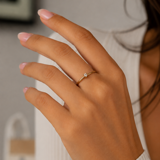 14K Yellow Gold High Set Solitaire Diamond Ring