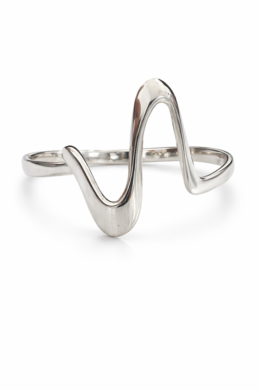 925 Sterling Silver Abstract Wave Ring