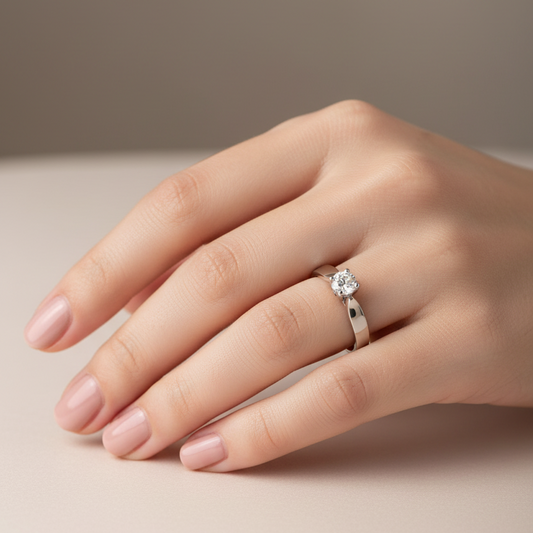 10k White Gold Solitaire Diamond Engagement Ring