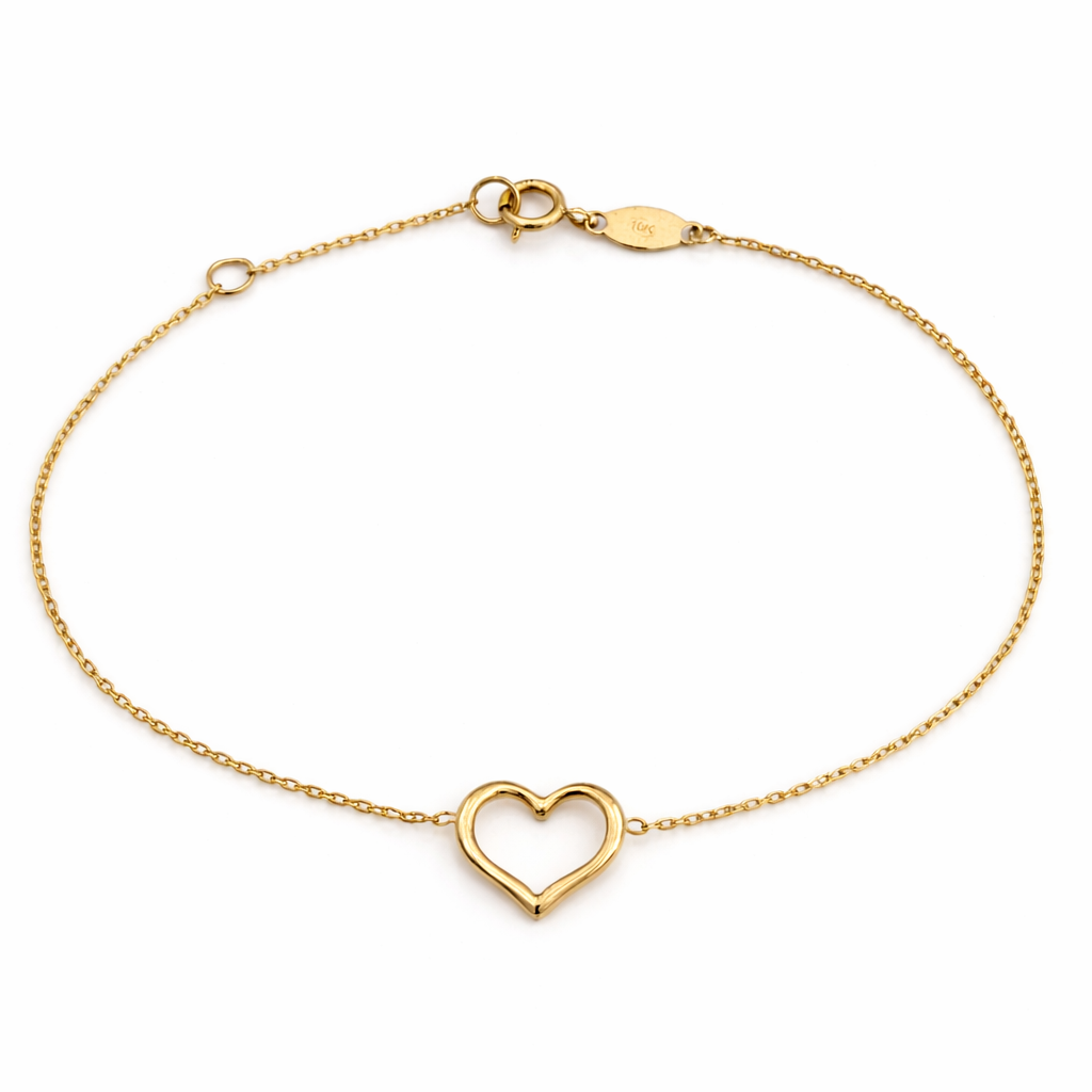 10k Yellow Gold Heart Bracelet