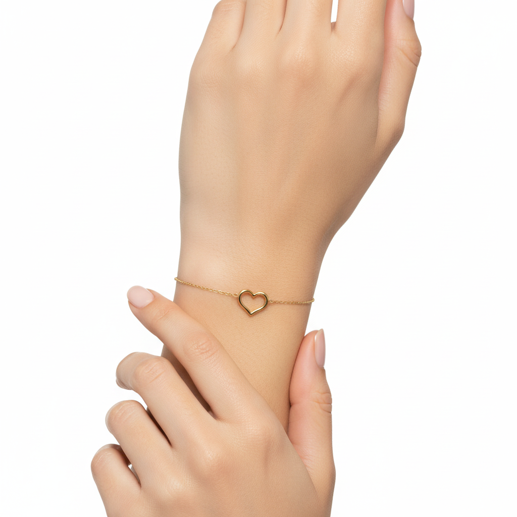 10k Yellow Gold Heart Bracelet