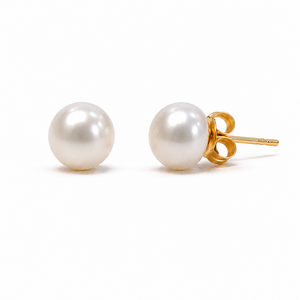 10k Yellow Gold Pearl Stud Earrings