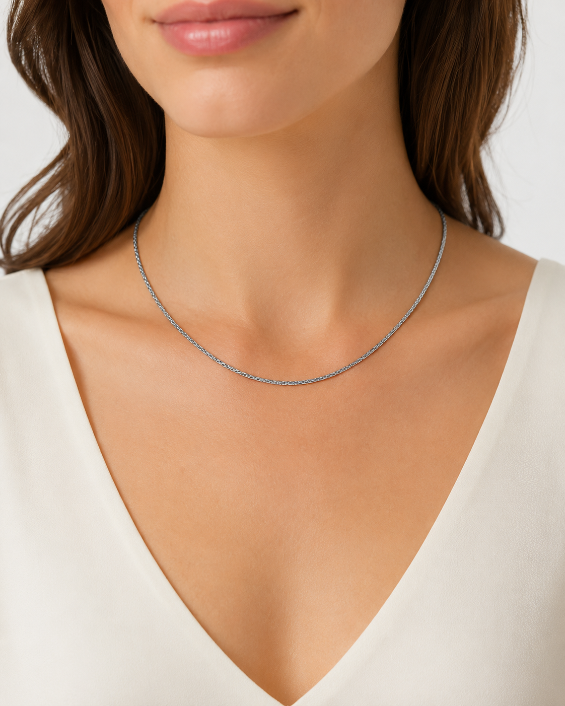 18K White Gold Franco Chain `16 inches
