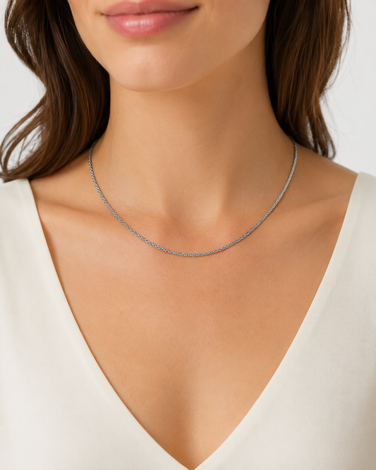 18K White Gold Franco Chain `16 inches