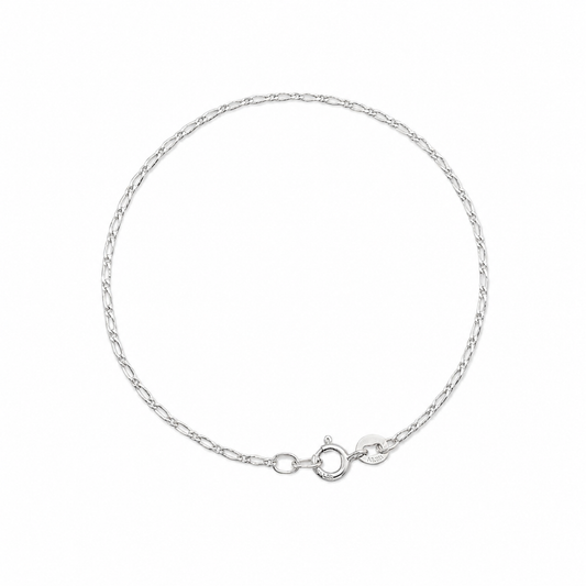 925 Sterling Silver Oval & Round Link Bracelet