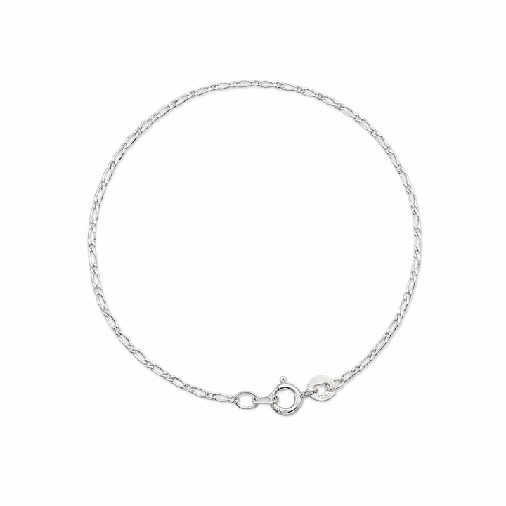 925 Sterling Silver Oval & Round Link Bracelet