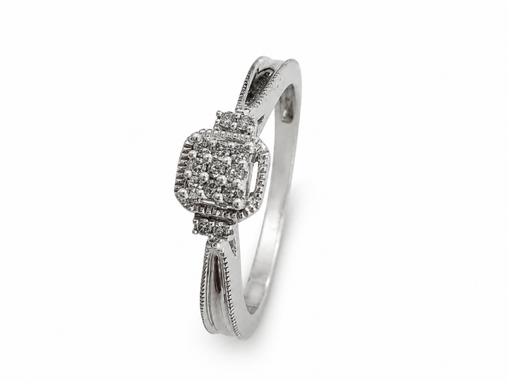 925  Sterling Silver Square Cluster CZ Ring