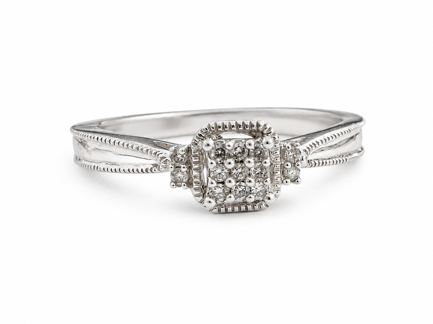 925  Sterling Silver Square Cluster CZ Ring
