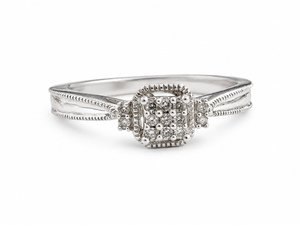 925  Sterling Silver Square Cluster CZ Ring