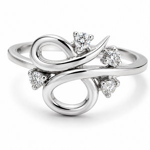 14K White Gold  Diamond Infinity Swirl Ring