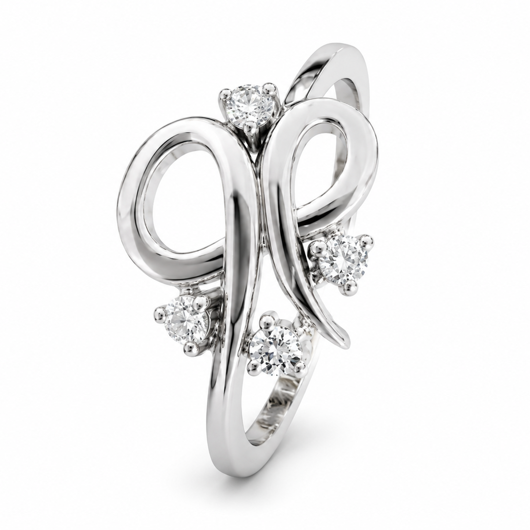 14K White Gold  Diamond Infinity Swirl Ring