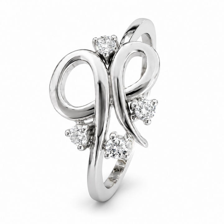 14K White Gold  Diamond Infinity Swirl Ring