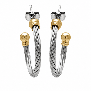 Stainless Steel Gold & Rhodium Plated Cable Hoop Earrings