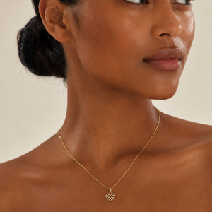 18K Yellow Gold Lattice Heart Pendant